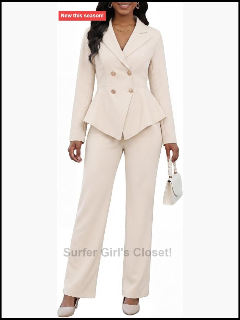 Ekaliy 2 Piece Pant Suit Set for Women Business Casual Blazer Wide Leg Pants